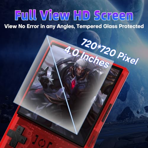 Image of R36MAX Retro Handheld Game Console, 64GB Retro Gaming Console with 4.0 Inch Screen, Portable Video Game Consoles with 4000mAh Battery and Multiple Emulators, Open Linux System (Transparent Red)