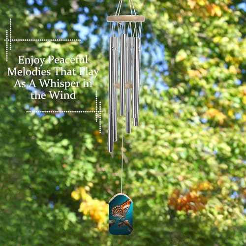 Carillon éolien papillon bleu clair pour jardin et décoration extérieure - 6