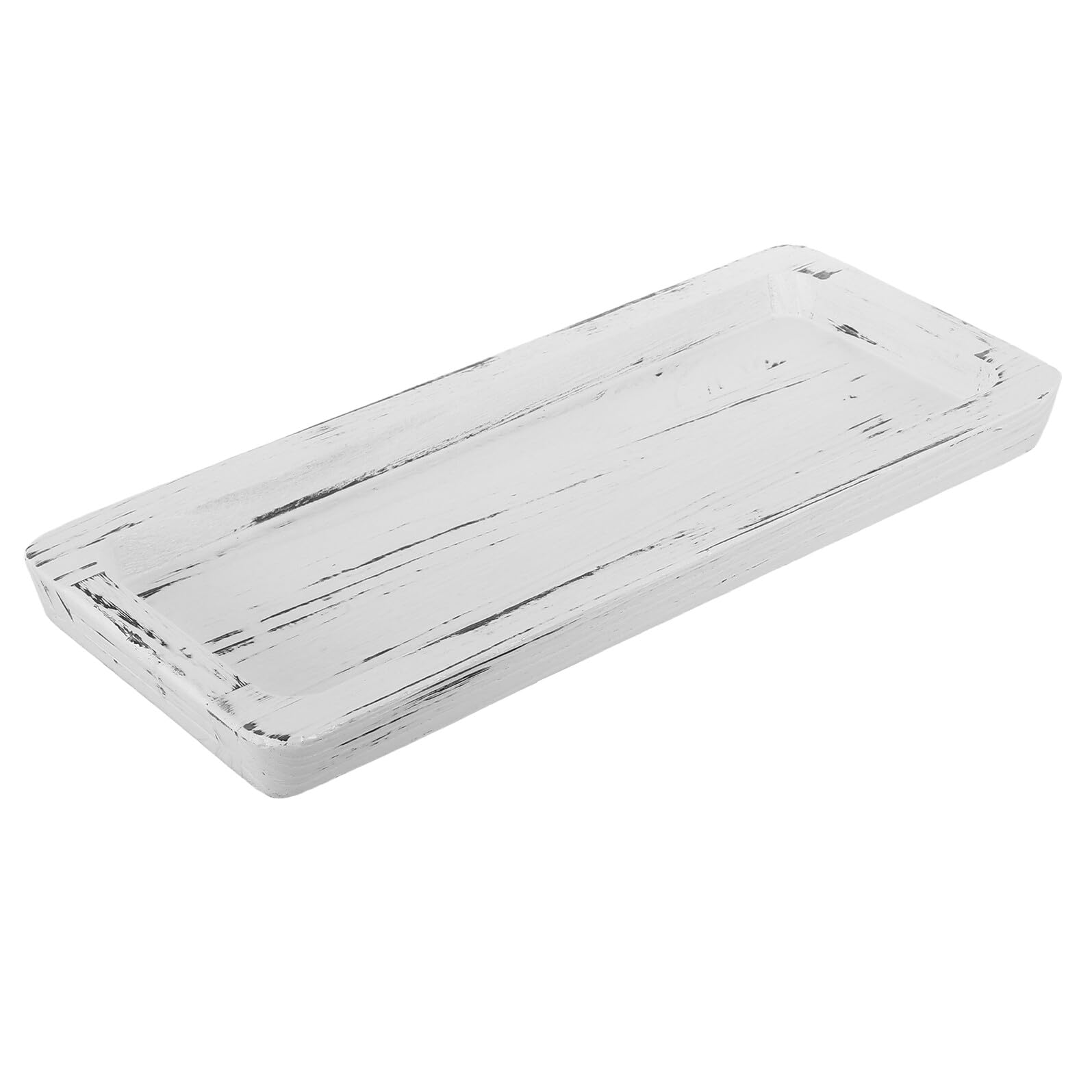 Plateau porte-bougies en bois blanc vieilli, centre de table rectangulaire chic