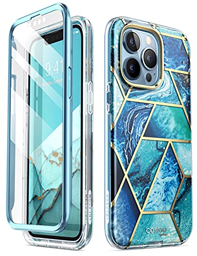 Image of i-Blason Thermoplastic Polyurethane Cosmo Series Case For Iphone 13 Pro 6.1 Inch (2021 Release), Slim Full-Body Stylish Protective Case With Built-In Screen Protector Ocean, Blue