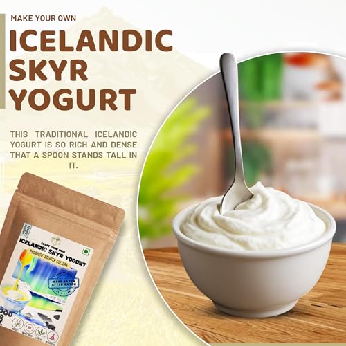 Image of Alla's Posh Flavors COMBO Icelandic Yogurt Starter SKYR CULTURE & YOGURT STRAINER, Non-GMO, 100% Veg, Make High Protein Less Fat Skyr at Home Easily | Works with Milk Powder | Make Batch-after-Batch | Lab Tested Cultures & Rennet | Imported from Europe (Strainer & Culture)