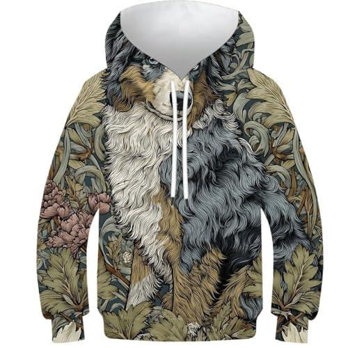 Sweat à capuche enfant de qualité supérieure style 3D chien de jardin 12-14 ans