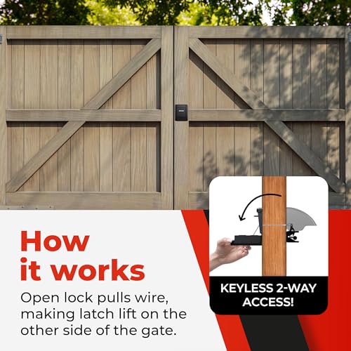 Image of Gate Lock - Secure Keyless Fence Lock and Latch with 2-Way Access - Strong Durable System for Theft Prevention and Home Security, Easy Installation on Wood or Vinyl Gates /Fences (Regular - 2-Pack)