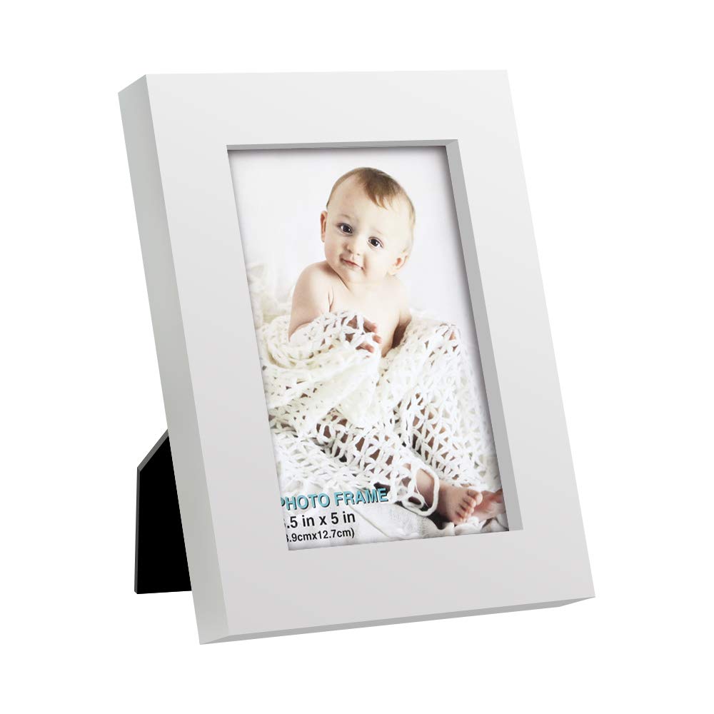 RPJC 3.5x5 inch Picture Frame Made of Solid Wood High Definition Glass for Table Top Display and Wall Mounting Photo Frame White