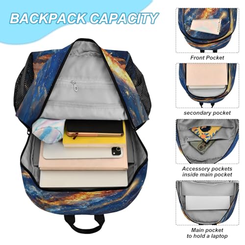 Kids Backpack Meteor Shower School Bookbag with Lunch Bag for Boys Girls Preschool Kindergarten Elementary Laptop Daypack4