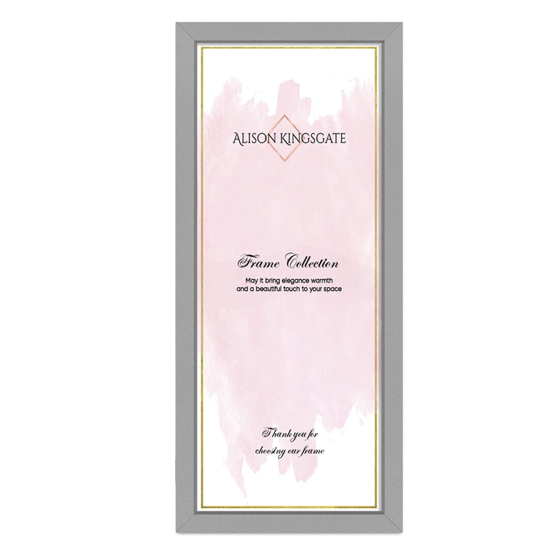Alison Kingsgate 36X16 Light Grey Photo Frame – Engineered Wood Picture Frame with Shatterproof Perspex Front – Ideal for Certificates & Artwork – Wall Hanging – Multiple Sizes & Colors Available