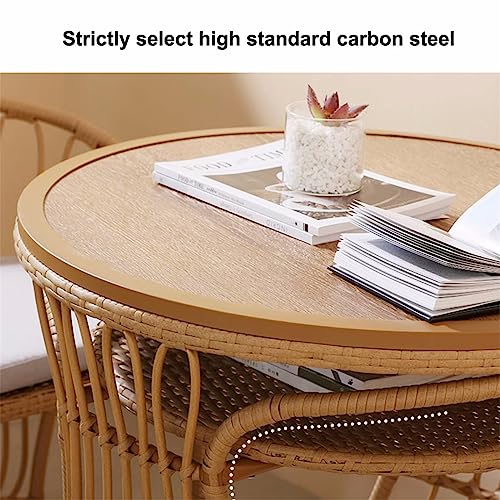 JHKZUDG 3 Piece Outdoor Wicker Weave Conversation Table Chairs Set,Patio Bistro Set,with 2 Armchairs and Coffee Table, for Garden Balcony Yard Poolside - Image 3