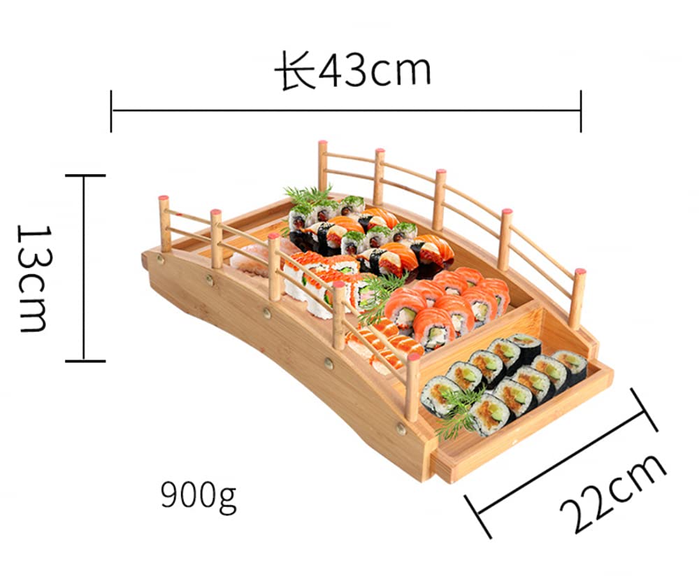 Sushi-Boot Servierplatte aus Bambus – Sashimi-Tablett und Speiseteller aus Holz, Bogengeschirr-Design für Sushi-Präsentation