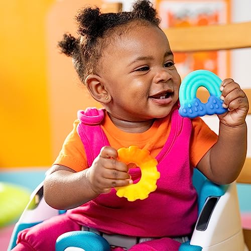 Image of Bright Starts Chance of Smiles Silicone Teether 2-Pk, Easy-Grasp Sun and Rainbow, Unisex, 3 Months+