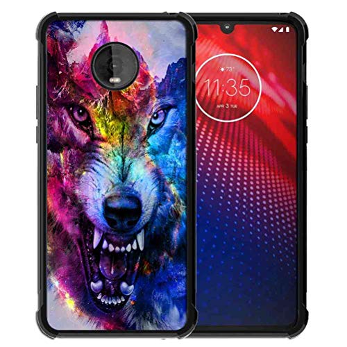 for Moto Z4 Play Case,Moto Z4 Case Space Galaxy Nebula Wolf Pattern, ABLOOMBOX Slim Thin Anti-Scratch Flexible Bumper Case with Reinforced Corner for Motorola Moto Z4 Play Phone Case