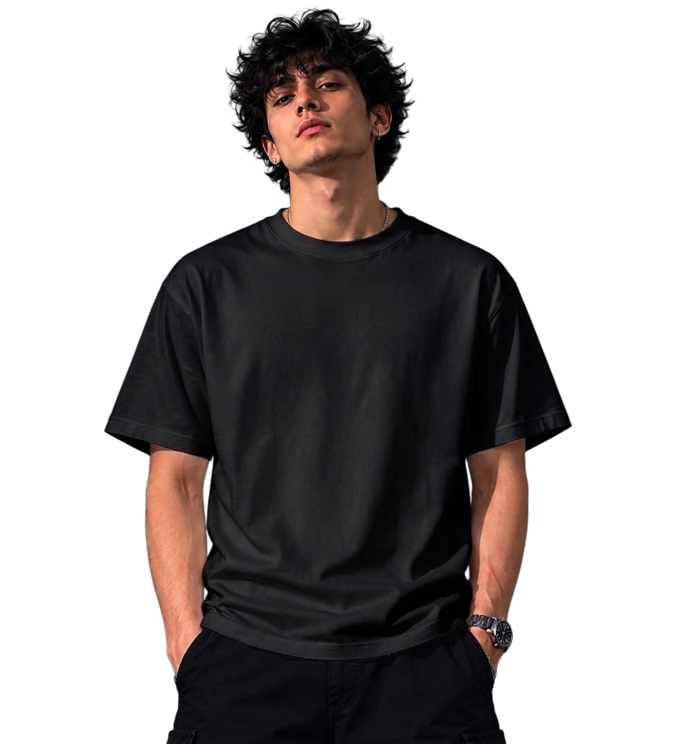 Men’s Round Neck Plain Oversize T-Shirt – Casual Loose Fit Cotton Wear | 100% Cotton T-Shirt |