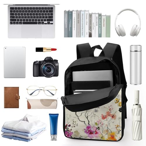 Intricate Floral Pattern Backpack - Durable 600D Polyester, 17 Inch Backpack with Ergonomic Adjustable Straps, Lightweight Travel Bag for Men & Women3