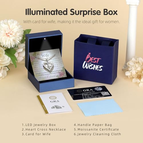 1CT Moissanite Heart Cross Necklace Anniversary Birthday Gifts for Women - Image 2