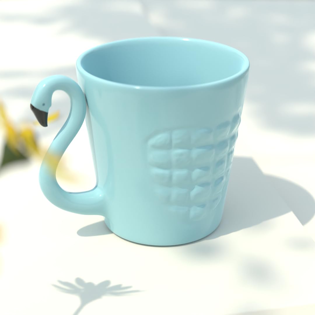 The Earth Store SkyBlue Flamingo Ceramic Coffee Mug 320ML | Tea Mug | Dishwasher & Microwave Safe | Perfect for Christmas Gift | New Year Gift | Birthday Gift Set of 1