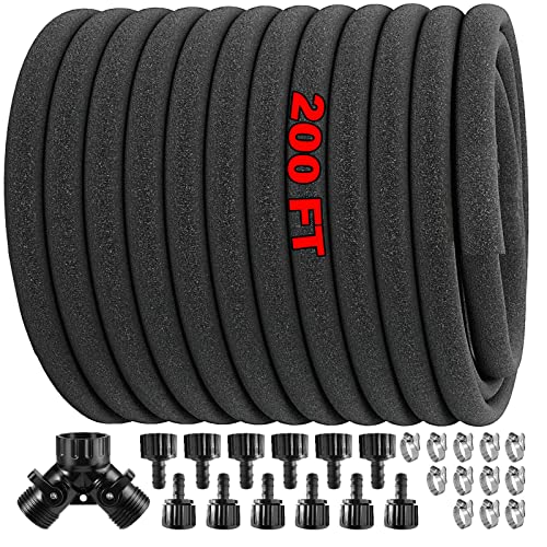 Soaker Hose 200 FT for Garden Beds,3/4″ Solid Brass Connector Heavy Duty 1/2″ Soaker Garden Hose for Flower,Vegetable Beds, Tree,Lawn and Plant