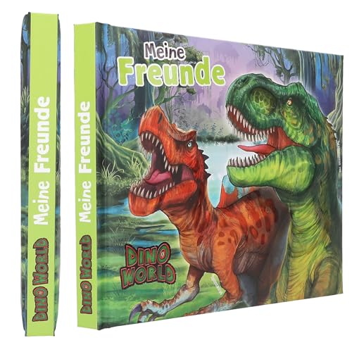 Depesche 13201 Dino World - Freundebuch mit Dinosaurier Motiv, Freundschaftsbuch mit 108 Seiten zum Eintragen und Verzieren