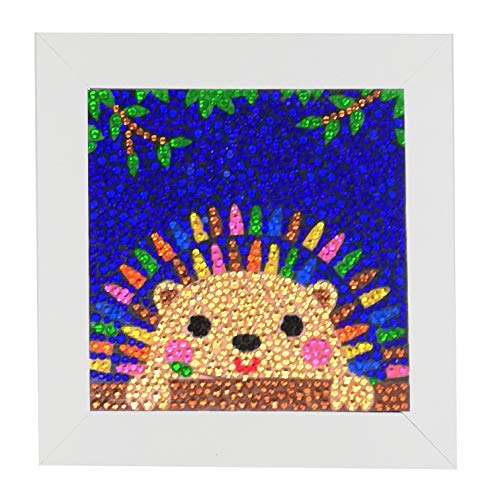 ParNarZar Easy 3D Diamond Painting Kit for Kids, Full Drill Painting by Number Kits with Wooden Frame - Hedgehog 6x6inches