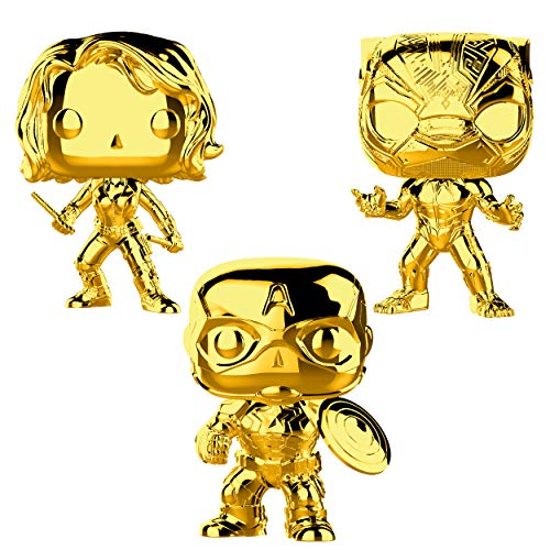Funko Marvel: Pop! Marvel Studios 10 Gold Chrome Collectors Set 2 - Black Widow, Black Panther, Captain America Toy
