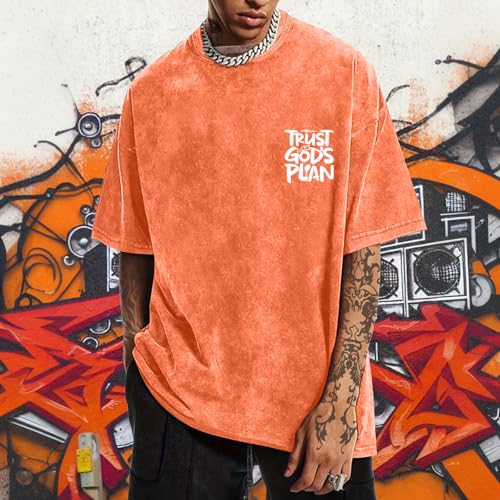 Image of BINTEHGS God Christian T Shirts for Men Jesus Faith Shirt Acid Wash Oversized Tees Bible Verse Graphic Vintage Tshirt