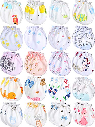20 Pairs Newborn Baby Cotton Gloves Infant Toddler No Scratch Mittens Unisex Baby Mitts for 0-6 Months Baby Boys and Girls