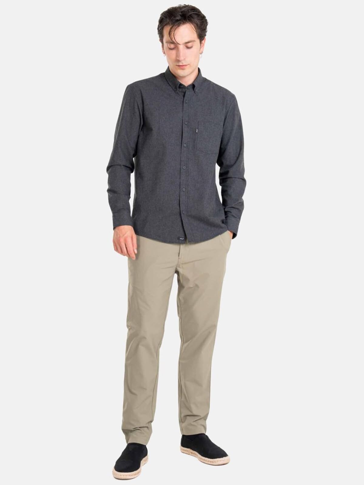 Reell Camicia in flanella, morbida, con bottoni, in misto cotone, vestibilità regolare, a maniche lunghe, da uomo
