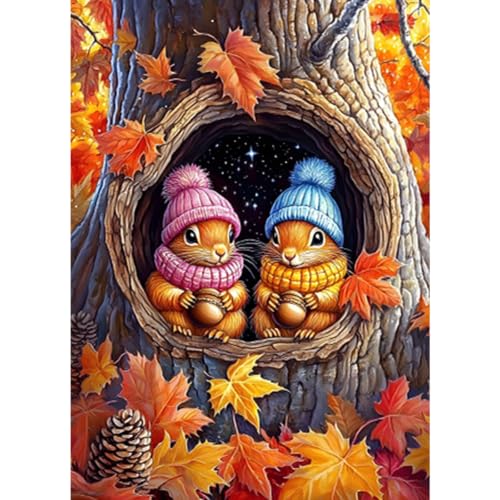 Kits peinture diamant automne pour adultes écureuil