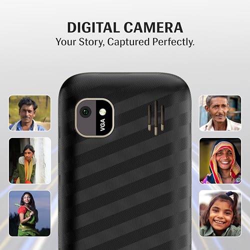 Image of Lava Gem 2025 Dual Sim Keypad Phone (2.8 inch Display, Camera & Flash) | 2575mAh Smart AI Powerful Battery | Wireless FM & Recording | Stereo Speakers | Call Recording (Black Gold)