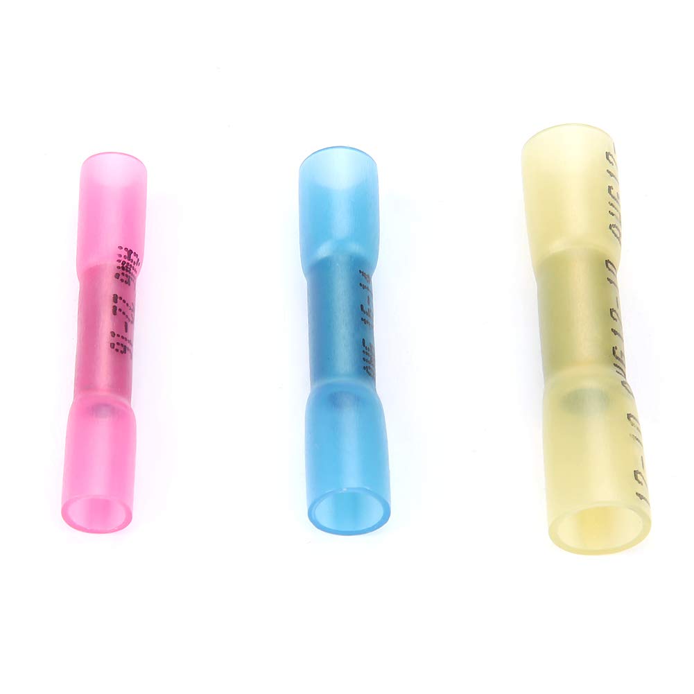 Kabelschuhe Set, 300 Stück Kabelverbinder Schrumpfschlauch, AWG Schrumpf Draht Steckverbinder Stromanschluss Sortiment Kit, Schrumpfverbinder Rot, Blau, Gelb