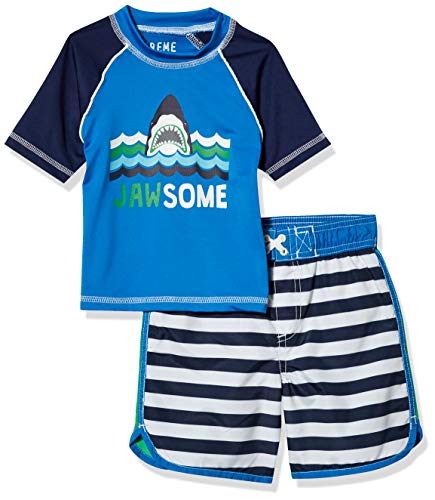 iXtreme Boys' Toddler Printed Two Piece Rashguard Sets, Navy, 2T