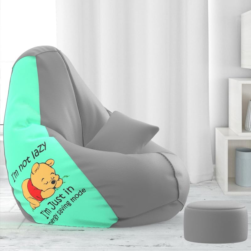 Image of Biggie Bean Bag with Beans Filled 4XL VibeBoost Premium Bean Bag with Free Cushion and Footrest - Official : Lazy Legends Combo (Matching Color : Regular, Energy Savings Mode - Peach Grey)