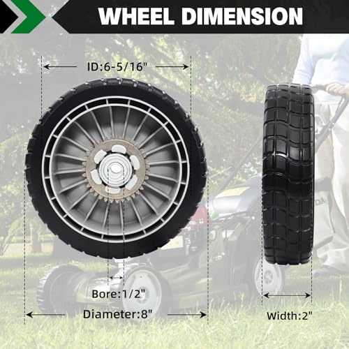 CheeMuii Lawn Mower Wheels - Wheel Dimension
