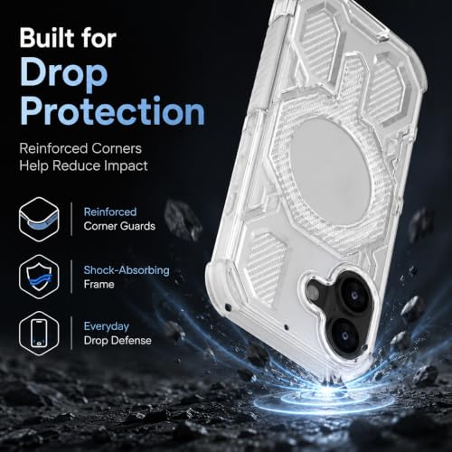 Image of MagPro Armor Grip Case for Apple iPhone 17 | Strong MagSafe Compatible Cover, Rugged Hybrid Protection, Hard PC Back, Soft TPU Bumper, Shockproof, Scratch Resistant | White
