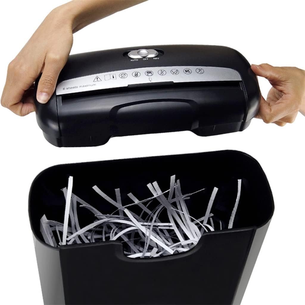 6 Cross-Cut Shredder Micro-Cut Paper Photo Portable Electric Silent A4 Office Home with 10L Capacity