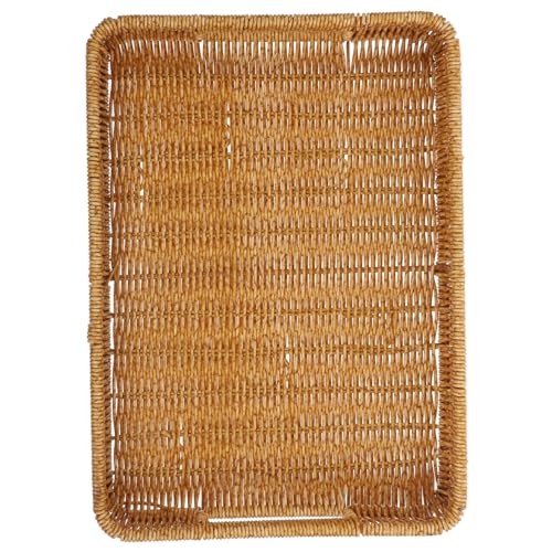 Plateau de rangement rotin synthétique tressé HEMOTON rectangulaire multi-usage - 2
