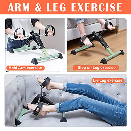 GOREDI-Pedal-Exerciser-Fitness-Folding-Exerciser-Peddler-for-Arm-Leg-Workout-Upper-Lower-Under-Desk-Bike-with-Electronic-Display