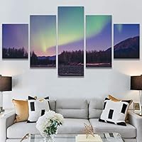SIGNWIN 5 Panel Canvas Wall Art Astronomy & Space Contemporary Cosmic Dramatic Green Group Photography Realism Ultra for Home Decorations Ready to Hang - 60