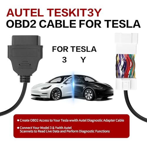 YAODHAOD OBD2 Diagnostic Cable for Tesla Model 3/Y (2019 and After), 26 Pin to 16 Pin Diagnostic Connector, Compatible with OBD2 Scanner, OBDII Code Reader - 30CM