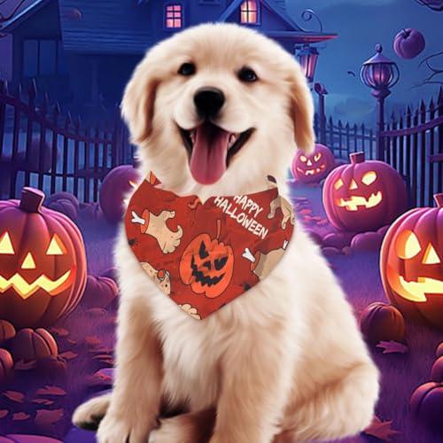 2 Stück Halloween Halsdreiecke Hundehalstücher, Hunde Dreiecks Halstuch, Hundehalstuch Dreieckstuch, Welpen Halstuch, Hunde und Katze Halloween kostüm