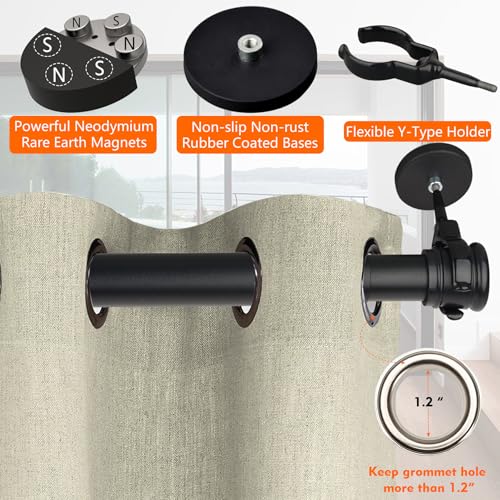 Mutuactor MAT-D43TM4RODSB2PNEW Magnetic Curtains Rods No Drilling,2Pack Heavy-Duty Magnetic Door Curtain Rods thumb #3