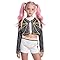Girls 3 Piece Idol Singer Costume Set with Star Emblem Chain Graphic Demon Cosplay Hunters Costume for Kids Halloween Costumes Performance EN178S