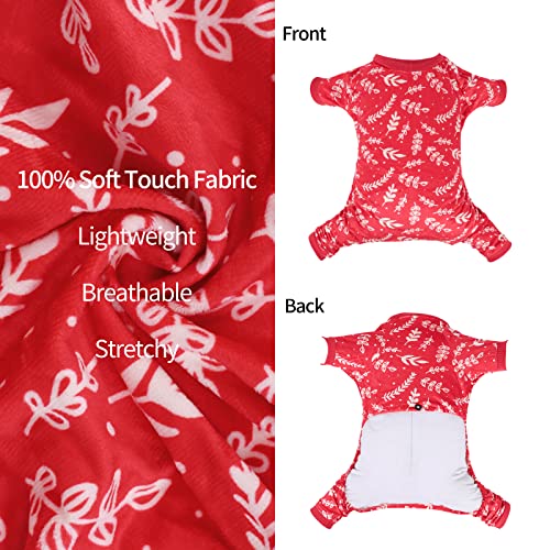 Image of CuteBone Soft & Stretchy Christmas Dog Pajamas - Cozy Pet Jammies Breathable Jumpsuit for Small Dogs - All-Season Comfy Outfit Easy-On Pullover Design - Keeps Pets Warm & Comfortable P18S