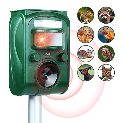 Maxfetched Ultrasonic Animal Repellent Outdoor Solar Powered, Pest Repeller with Motion Sensor Alarm