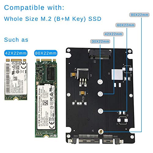Adaptador carcasa SATA para SSD M.2 a 2.5 pulgadas miniatura 3