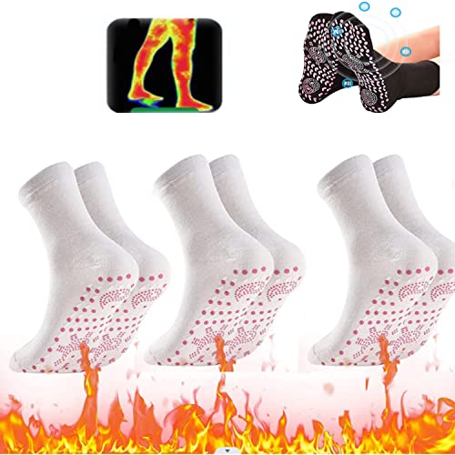 3 Pair Afiz Tourmaline Slimming Health Sock, Tveinesheal thermotherapeutic Sock, Tourmaline Lymphvity Slimming Health Sock, (3 Pairs White) Cover