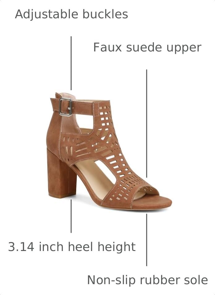 Image of LinnOaks Heeled Sandals For Women 2025 Chunky Open Toe Bohemian Cutout Block Heel Summer Dressy Sandals