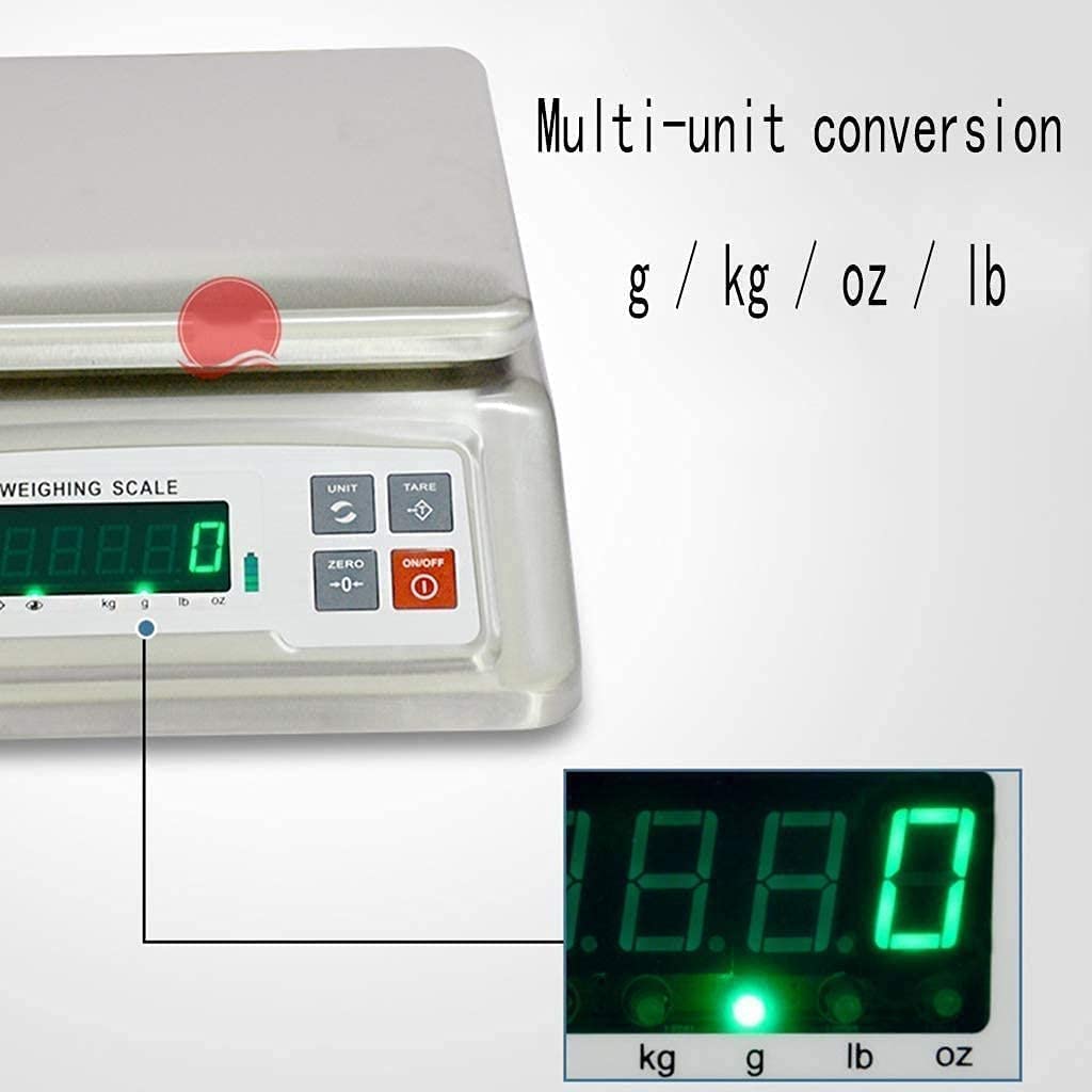 Waga Kuchenna Elektroniczna Wodoodporna Waga Wysokiej Precyzji Stal Nierdzewna Przemysłowa Waga Platformowa Z Wyświetlaczem Lcd,30Kg/5G