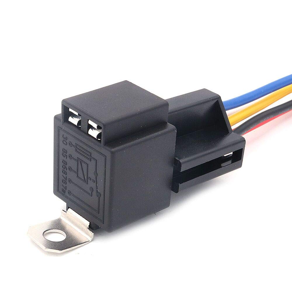 DollaTek 6Pcs 12V 30A Cablaggio Interruttore relè Fusibile Fusibile Lama ATO/ATC, relè elettrici automobilistici SPST a 5 Pin con Cavi 14 AWG per Servizio Pesante