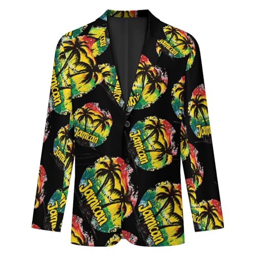 Coconut Tree Reggae Color Jamaican Mens Casual Blazer Button Suit Jacket Lightweight Sport Coat for Work Business4