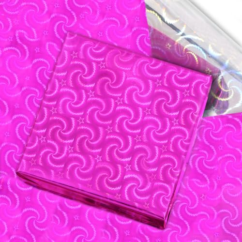 Papier cadeau holographique rose rouge argenté 70x50 cm idéal pour bricolage et grand événement