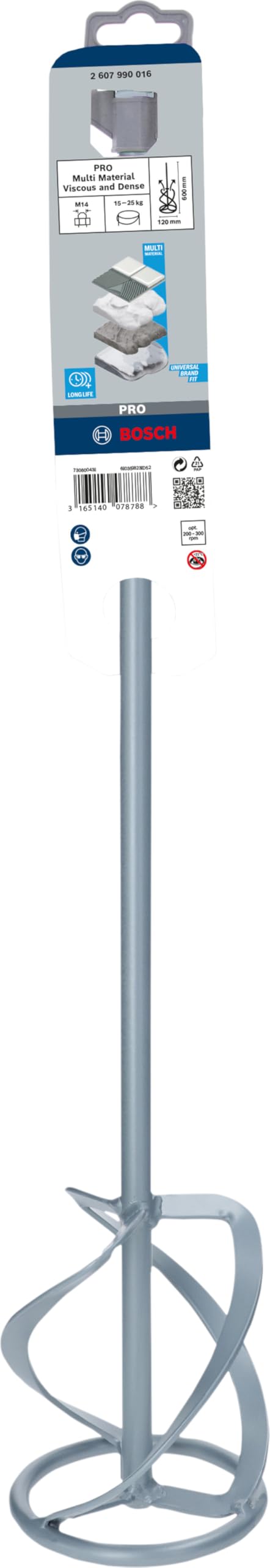 Bosch 2607990016 Malaxeur pour agitateurs à main agitation de bas en haut Ø 135 mm Longueur 590 mm 25 kg